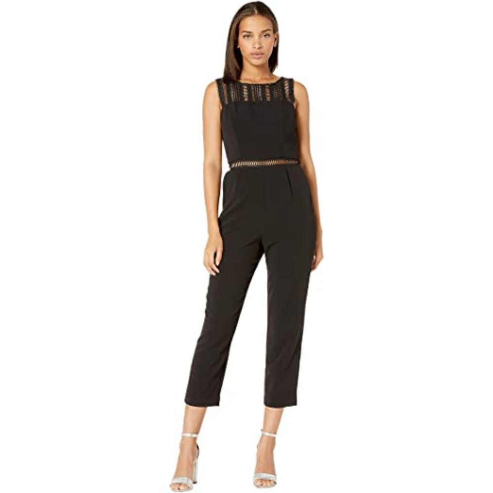 Bardot Lace Trim Crop Jumpsuit